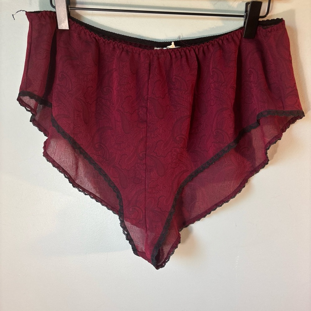 Vintage 90's Victoria's Secret High Hip Cheeky Sleep Shorts in burgundy Small